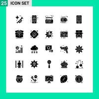 Pack of 25 Modern Solid Glyphs Signs and Symbols for Web Print Media such as smartphone playing board game seo Editable Vector Design Elements