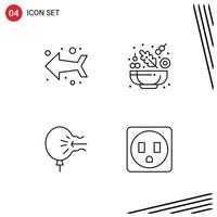 Set of 4 Modern UI Icons Symbols Signs for arrow relief cucumber air electric Editable Vector Design Elements