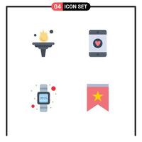 4 Universal Flat Icons Set for Web and Mobile Applications career watch training business badge Editable Vector Design Elements