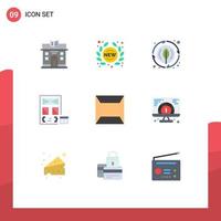 Editable Vector Line Pack of 9 Simple Flat Colors of documents development energy develop app Editable Vector Design Elements