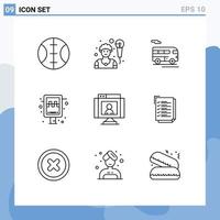 Universal Icon Symbols Group of 9 Modern Outlines of webcam technology vehicle communications taxi Editable Vector Design Elements