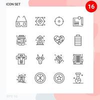 Stock Vector Icon Pack of 16 Line Signs and Symbols for sale page archer lock document Editable Vector Design Elements