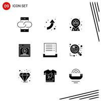 9 Thematic Vector Solid Glyphs and Editable Symbols of cash split testing location method testing Editable Vector Design Elements