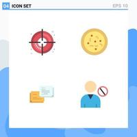 Universal Icon Symbols Group of 4 Modern Flat Icons of target popup pizza chat human Editable Vector Design Elements