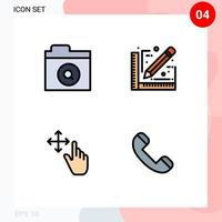 Modern Set of 4 Filledline Flat Colors Pictograph of search hold architect sketch contact Editable Vector Design Elements