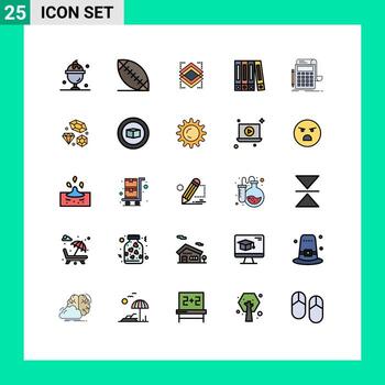 25 Thematic Vector Filled line Flat Colors and Editable Symbols of calculator banking object audit folder Editable Vector Design Elements