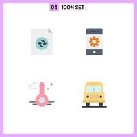 4 User Interface Flat Icon Pack of modern Signs and Symbols of document thermometer cell settings spring Editable Vector Design Elements