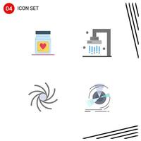 paquete de línea vectorial editable de 4 iconos planos simples de medicina vía láctea datos de limpieza de bodas elementos de diseño vectorial editables vector