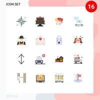 Mobile Interface Flat Color Set of 16 Pictograms of virus internet cakes horse heart Editable Pack of Creative Vector Design Elements