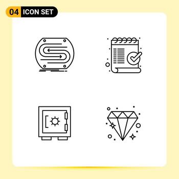 4 Universal Filledline Flat Colors Set for Web and Mobile Applications business ok match checklist locker Editable Vector Design Elements