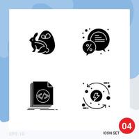 User Interface Pack of 4 Basic Solid Glyphs of egg code rabbit discount file Editable Vector Design Elements