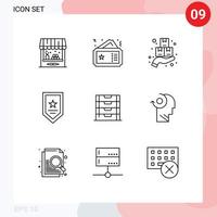 Pack of 9 creative Outlines of winner prize movie award monday Editable Vector Design Elements