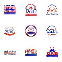 9 Blue and red Happy Fathers Day Design Collection A set of twelve brown colored vintage style Fathers Day Designs on light background Editable Vector Design Elements