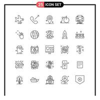 25 User Interface Line Pack of modern Signs and Symbols of printer wheel phone vehicles bicycle Editable Vector Design Elements