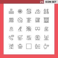 conjunto de 25 iconos de ui modernos símbolos signos para vehículos más limpios dieta transporte bicicleta elementos de diseño vectorial editables vector