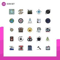 Universal Icon Symbols Group of 25 Modern Filled line Flat Colors of saturn global grower of internet Editable Vector Design Elements