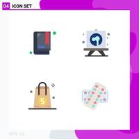 4 Universal Flat Icon Signs Symbols of book money drawing board valentine Editable Vector Design Elements