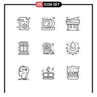 User Interface Pack of 9 Basic Outlines of energy search music scan window Editable Vector Design Elements