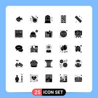 Group of 25 Solid Glyphs Signs and Symbols for measure music knot multimedia miss Editable Vector Design Elements