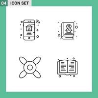 4 Creative Icons Modern Signs and Symbols of home fan real estate cancer read Editable Vector Design Elements