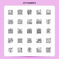 esquema 25 elementos de la ciudad conjunto de iconos diseño de estilo de línea vectorial conjunto de iconos negros paquete de pictogramas lineales web y diseño de ideas de negocios móviles ilustración vectorial vector