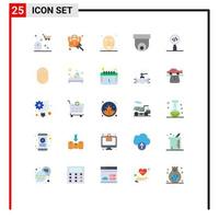 Universal Icon Symbols Group of 25 Modern Flat Colors of code security camera law cctv spa Editable Vector Design Elements