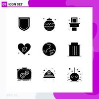 Universal Icon Symbols Group of 9 Modern Solid Glyphs of geography earth toilet save green Editable Vector Design Elements
