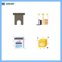 4 Flat Icon concept for Websites Mobile and Apps building star shop support data Editable Vector Design Elements