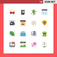 16 Flat Color concept for Websites Mobile and Apps chair lift internet coding database science Editable Pack of Creative Vector Design Elements