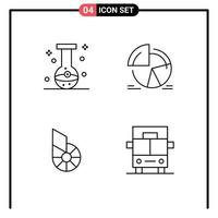 Pack of 4 creative Filledline Flat Colors of ball pie chart eye pie coin Editable Vector Design Elements