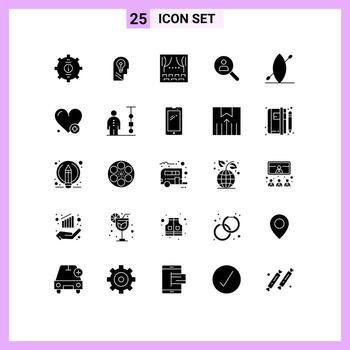 25 Solid Glyph concept for Websites Mobile and Apps people find mind browse party Editable Vector Design Elements