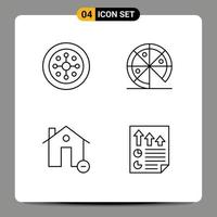 Mobile Interface Line Set of 4 Pictograms of christmas estate shield pizza minus Editable Vector Design Elements