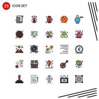 paquete de iconos de vector de stock de 25 signos y símbolos de línea para elementos de diseño de vector editable de bola de juego de día de san valentín de educación de bloque