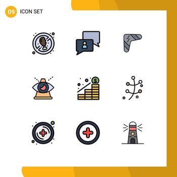 conjunto de 9 iconos modernos de la interfaz de usuario símbolos signos para los elementos de diseño de vectores editables de viajes de negocios de eye australia