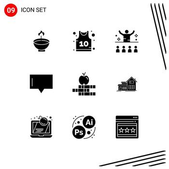 Modern Set of 9 Solid Glyphs and symbols such as talk bubble shirt presentation lecture Editable Vector Design Elements
