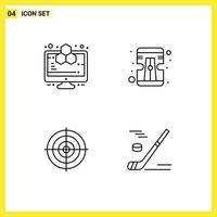 4 iconos creativos signos y símbolos modernos de la herramienta de estudio de estrategia de análisis elementos de diseño vectorial editables vector