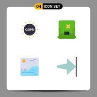 User Interface Pack of 4 Basic Flat Icons of gdpr canada protection ireland end Editable Vector Design Elements