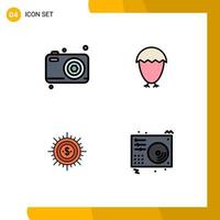 Stock Vector Icon Pack of 4 Line Signs and Symbols for dad budget camera egg finance Editable Vector Design Elements