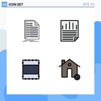 Editable Vector Line Pack of 4 Simple Filledline Flat Colors of bill layout invoice ok buildings Editable Vector Design Elements