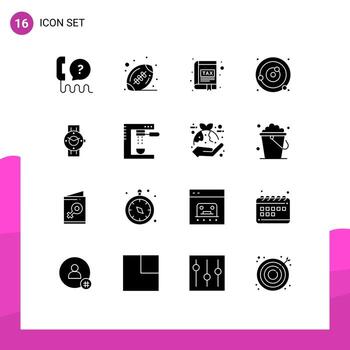 Modern Set of 16 Solid Glyphs and symbols such as sphere planets orbiting app planetary system tax Editable Vector Design Elements
