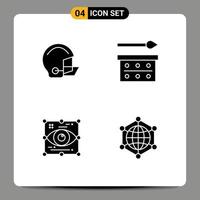 4 Universal Solid Glyphs Set for Web and Mobile Applications american eye shadow palette helmet eye paint design Editable Vector Design Elements