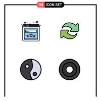 Mobile Interface Filledline Flat Color Set of 4 Pictograms of browser basic refresh repeat line Editable Vector Design Elements