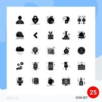 Set of 25 Modern UI Icons Symbols Signs for gems mind chinese medical health Editable Vector Design Elements