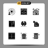 9 Creative Icons Modern Signs and Symbols of shower plumber layout audio music Editable Vector Design Elements