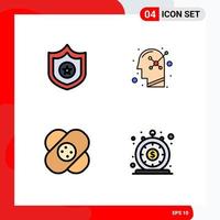 Modern Set of 4 Filledline Flat Colors Pictograph of police medical optimistic human mind finance Editable Vector Design Elements