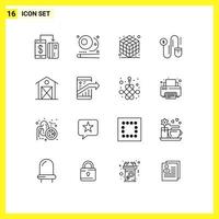 Set of 16 Modern UI Icons Symbols Signs for farm autumn sports marketing mouse Editable Vector Design Elements