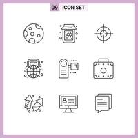 9 Universal Outline Signs Symbols of electronic devices interface camcorder world Editable Vector Design Elements