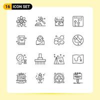 Mobile Interface Outline Set of 16 Pictograms of education growth accumulator economy browser Editable Vector Design Elements