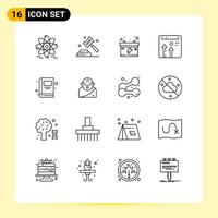 Mobile Interface Outline Set of 16 Pictograms of education growth accumulator economy browser Editable Vector Design Elements