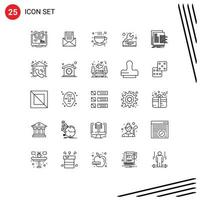 Group of 25 Modern Lines Set for day cup e tea mail Editable Vector Design Elements